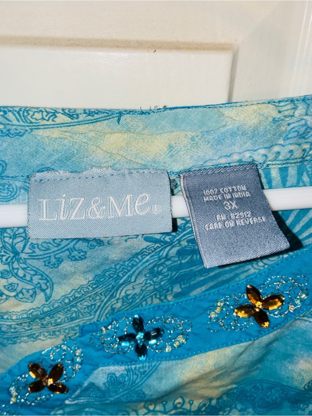 Liz & Me Light Blue Embellished V-Neck Tunic - Picture 4 of 5